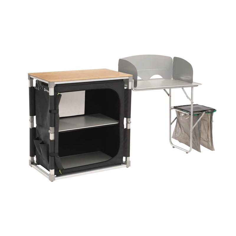 Outwell Padres Kitchen Table With Bamboo Table Top & Side Unit